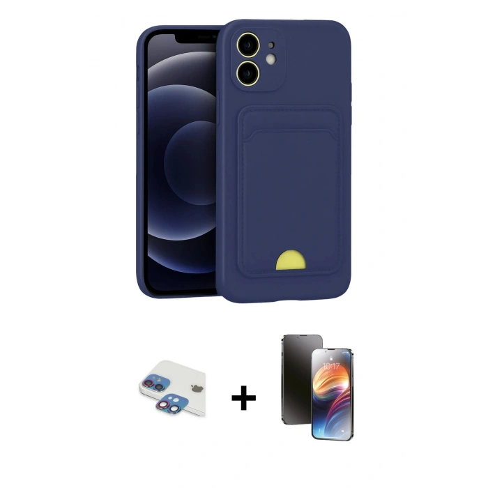 MARSİLYAN™- iPhone 11 Kılıf Vadi Çizgi Prime - Siyah 3D Antistatik Mat Seramik Nano Ekran Koruyucu + Pers Alüminyum Kamera Lens - GI