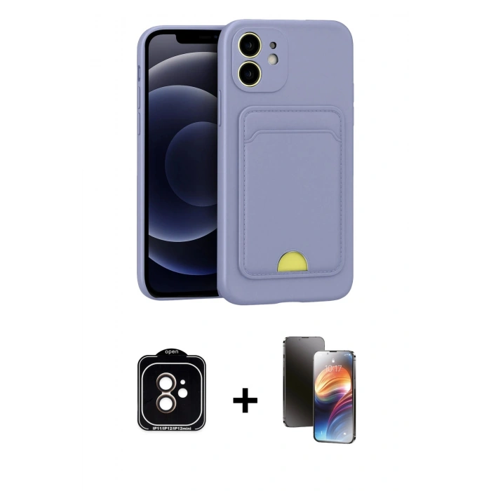 MARSİLYAN™- iPhone 11 Kılıf Vadi Çizgi Prime - Siyah 3D Antistatik Mat Seramik Nano Ekran Koruyucu + PVD Metal Kamera Lens - TU