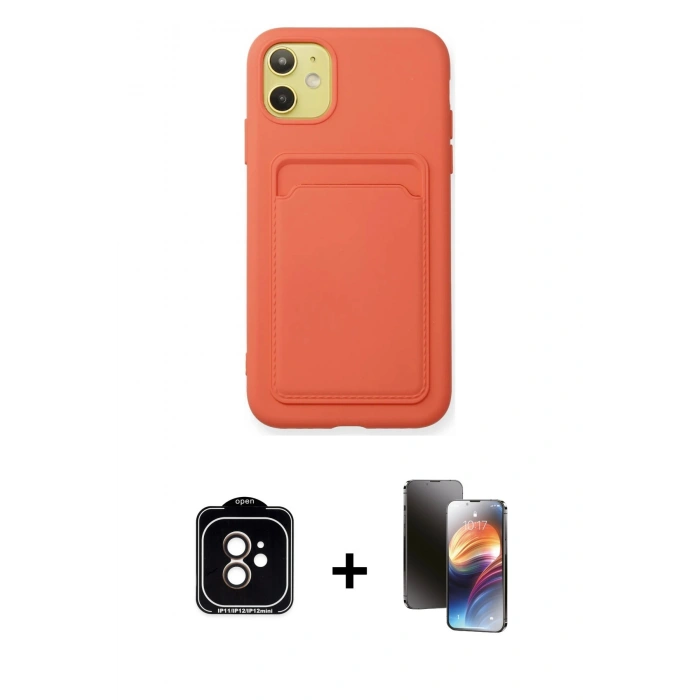 MARSİLYAN™- iPhone 11 Kılıf Vadi Çizgi Prime - Siyah 3D Antistatik Mat Seramik Nano Ekran Koruyucu + PVD Metal Kamera Lens - TU
