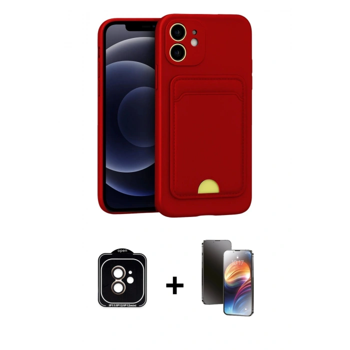 MARSİLYAN™- iPhone 11 Kılıf Vadi Çizgi Prime - Siyah 3D Antistatik Mat Seramik Nano Ekran Koruyucu + PVD Metal Kamera Lens - TU