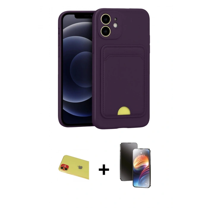 MARSİLYAN™- iPhone 11 Kılıf Vadi Çizgi Prime - Siyah 3D Antistatik Mat Seramik Nano Ekran Koruyucu + Rainbow Kamera Lens Koruma Cam - KI