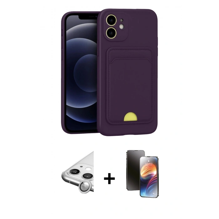 MARSİLYAN™- iPhone 11 Kılıf Vadi Çizgi Prime - Siyah 3D Antistatik Mat Seramik Nano Ekran Koruyucu + Raze Metal Kamera Lens - GS