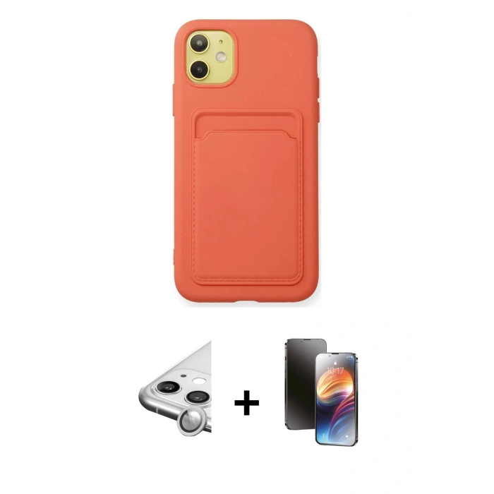 MARSİLYAN™- iPhone 11 Kılıf Vadi Çizgi Prime - Siyah 3D Antistatik Mat Seramik Nano Ekran Koruyucu + Raze Metal Kamera Lens - GS