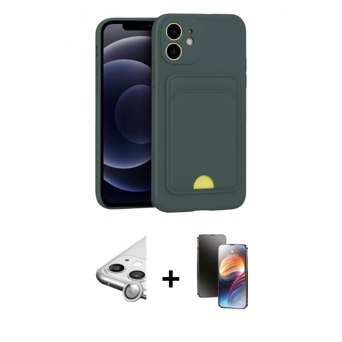 MARSİLYAN™- iPhone 11 Kılıf Vadi Çizgi Prime - Siyah 3D Antistatik Mat Seramik Nano Ekran Koruyucu + Raze Metal Kamera Lens - GS