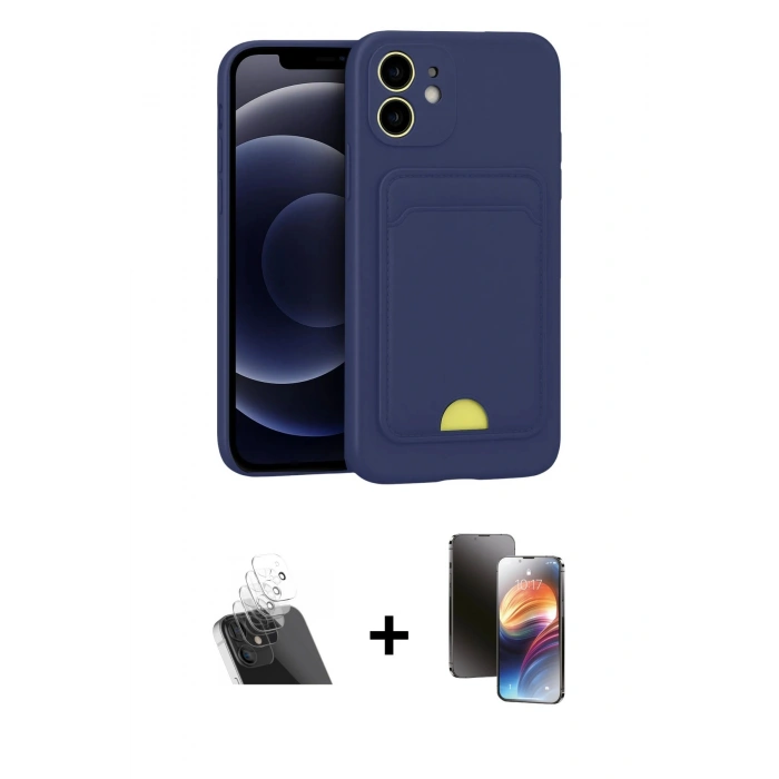 MARSİLYAN™- iPhone 11 Kılıf Vadi Çizgi Prime - Siyah 3D Antistatik Mat Seramik Nano Ekran Koruyucu + Kamera Lens Koruma Cam - SF