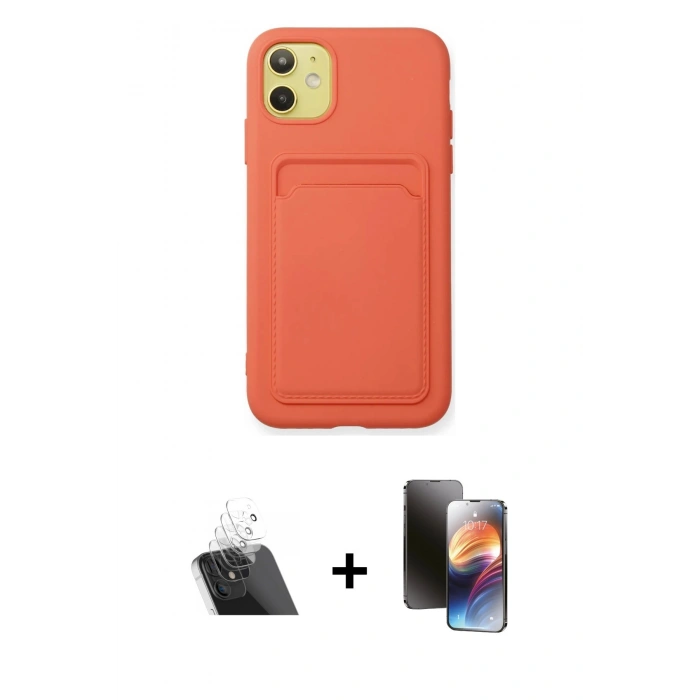MARSİLYAN™- iPhone 11 Kılıf Vadi Çizgi Prime - Siyah 3D Antistatik Mat Seramik Nano Ekran Koruyucu + Kamera Lens Koruma Cam - SF