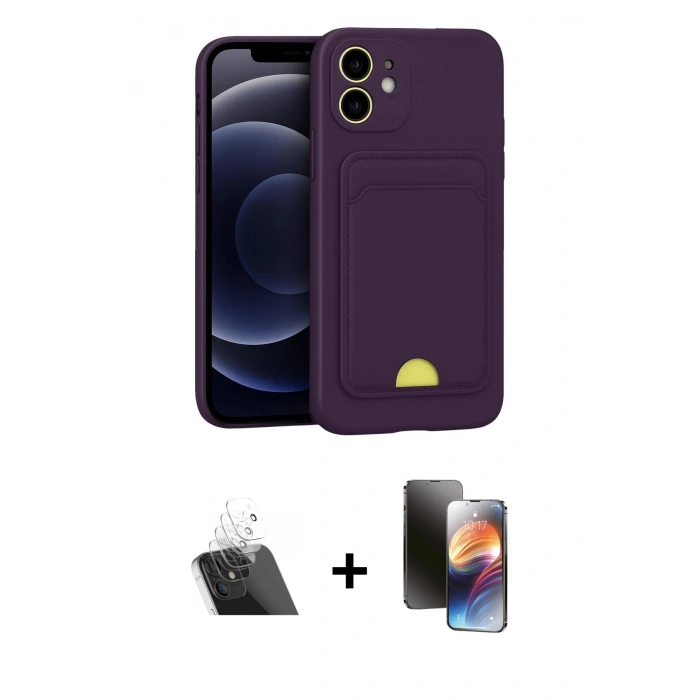 MARSİLYAN™- iPhone 11 Kılıf Vadi Çizgi Prime - Siyah 3D Antistatik Mat Seramik Nano Ekran Koruyucu + Kamera Lens Koruma Cam - SF