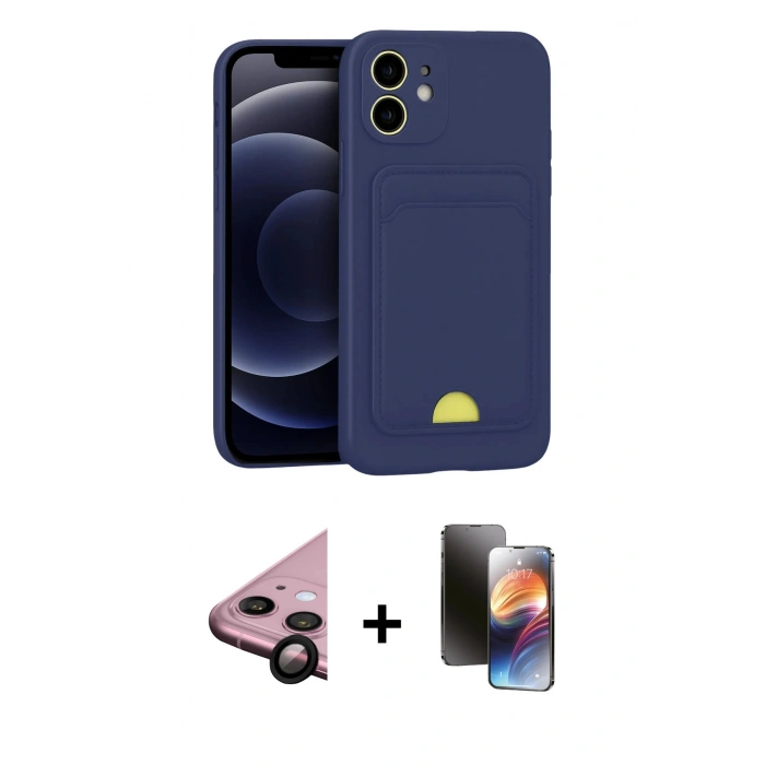 MARSİLYAN™- iPhone 11 Kılıf Vadi Çizgi Prime - Siyah 3D Antistatik Mat Seramik Nano Ekran Koruyucu + Raze Metal Kamera Lens - SH