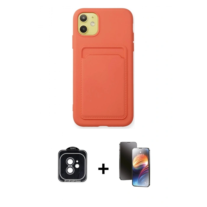 MARSİLYAN™- iPhone 11 Kılıf Vadi Çizgi Prime - Siyah 3D Antistatik Mat Seramik Nano Ekran Koruyucu + PVD Metal Kamera Lens - SH