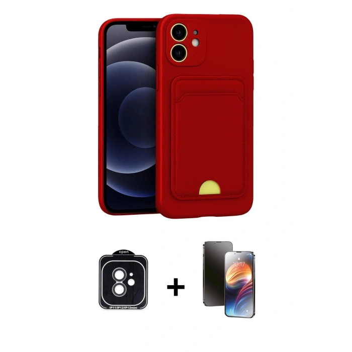 MARSİLYAN™- iPhone 11 Kılıf Vadi Çizgi Prime - Siyah 3D Antistatik Mat Seramik Nano Ekran Koruyucu + PVD Metal Kamera Lens - SH