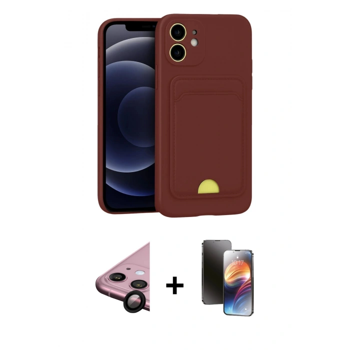 MARSİLYAN™- iPhone 11 Kılıf Vadi Çizgi Prime - Siyah 3D Antistatik Mat Seramik Nano Ekran Koruyucu + Raze Metal Kamera Lens - SH