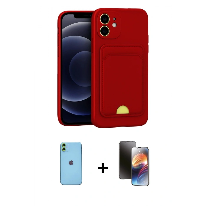MARSİLYAN™- iPhone 11 Kılıf Vadi Çizgi Prime - Siyah 3D Antistatik Mat Seramik Nano Ekran Koruyucu + Neon Fosforlu Kamera Lens - YL