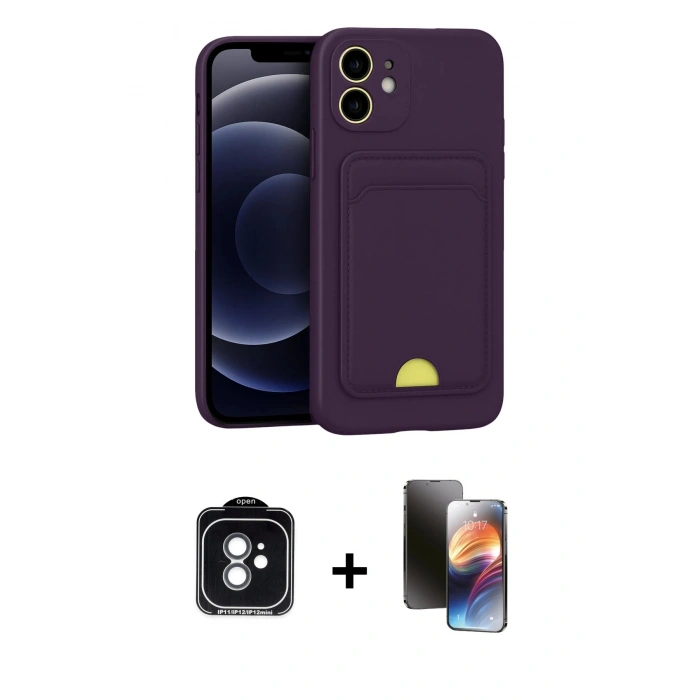 MARSİLYAN™- iPhone 11 Kılıf Vadi Çizgi Prime - Siyah 3D Antistatik Mat Seramik Nano Ekran Koruyucu + PVD Metal Kamera Lens - YL