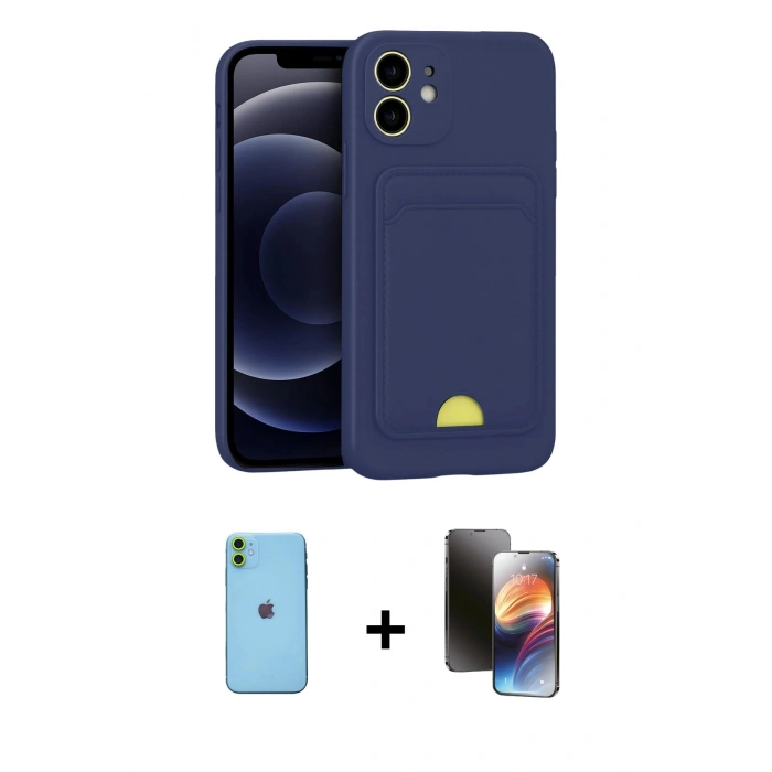 MARSİLYAN™- iPhone 11 Kılıf Vadi Çizgi Prime - Siyah 3D Antistatik Mat Seramik Nano Ekran Koruyucu + Neon Fosforlu Kamera Lens - YL