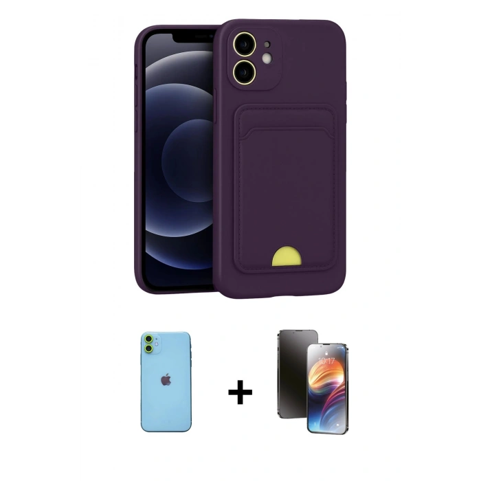 MARSİLYAN™- iPhone 11 Kılıf Vadi Çizgi Prime - Siyah 3D Antistatik Mat Seramik Nano Ekran Koruyucu + Neon Fosforlu Kamera Lens - YL