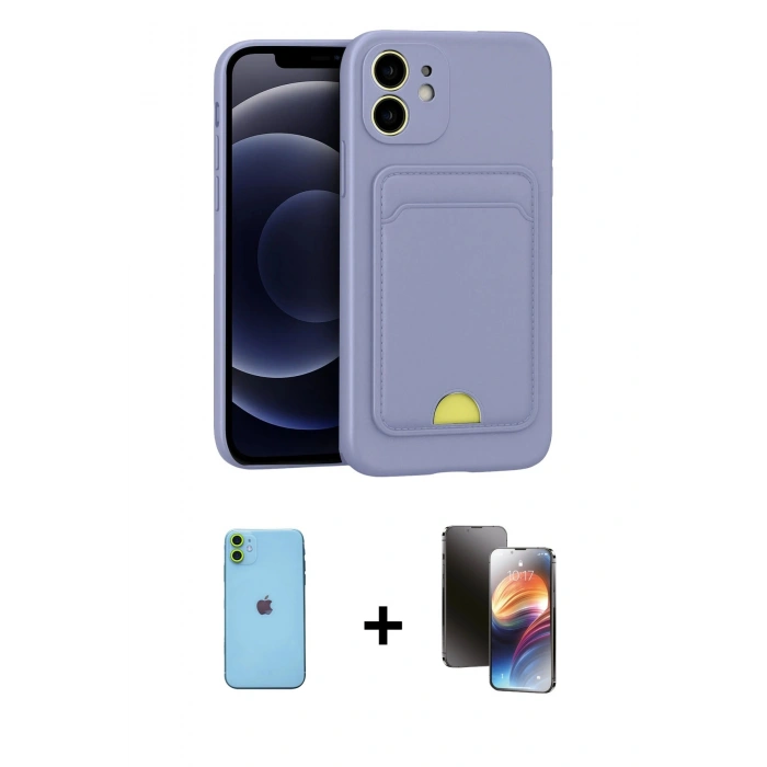 MARSİLYAN™- iPhone 11 Kılıf Vadi Çizgi Prime - Siyah 3D Antistatik Mat Seramik Nano Ekran Koruyucu + Neon Fosforlu Kamera Lens - YL