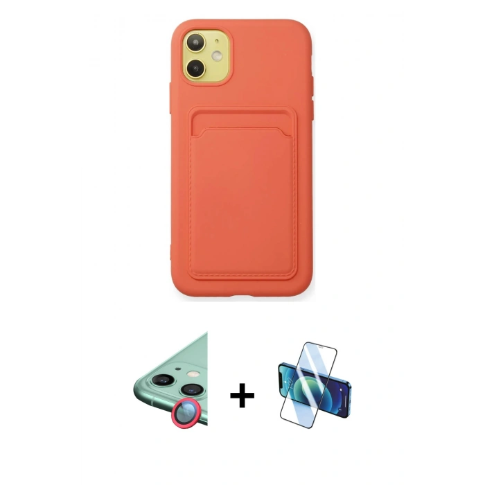 MARSİLYAN™- iPhone 11 Kılıf Vadi Çizgi Prime - Siyah 3D Antistatik Seramik Nano Ekran Koruyucu + Raze Metal Kamera Lens - KI