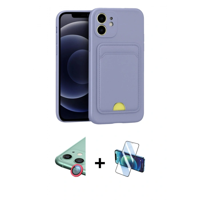 MARSİLYAN™- iPhone 11 Kılıf Vadi Çizgi Prime - Siyah 3D Antistatik Seramik Nano Ekran Koruyucu + Raze Metal Kamera Lens - KI