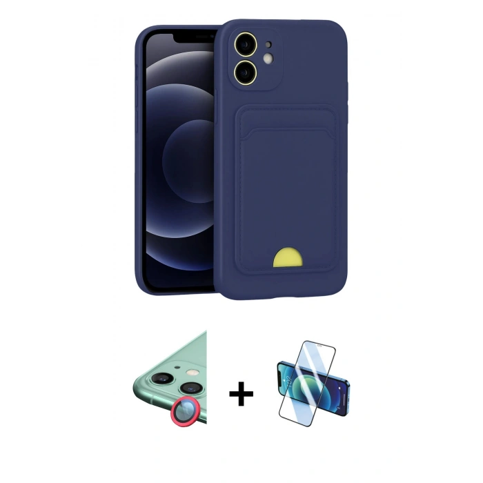 MARSİLYAN™- iPhone 11 Kılıf Vadi Çizgi Prime - Siyah 3D Antistatik Seramik Nano Ekran Koruyucu + Raze Metal Kamera Lens - KI