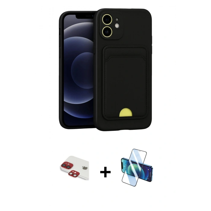 MARSİLYAN™- iPhone 11 Kılıf Vadi Çizgi Prime - Siyah 3D Antistatik Seramik Nano Ekran Koruyucu + Pers Alüminyum Kamera Lens - KI