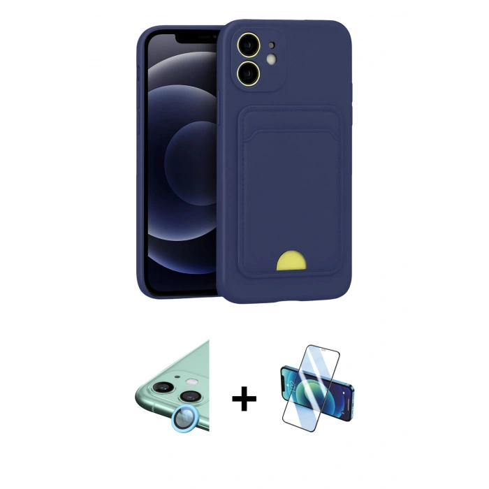 MARSİLYAN™- iPhone 11 Kılıf Vadi Çizgi Prime - Siyah 3D Antistatik Seramik Nano Ekran Koruyucu + Raze Metal Kamera Lens - MI