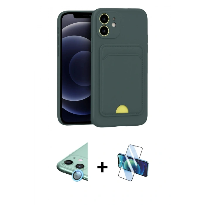 MARSİLYAN™- iPhone 11 Kılıf Vadi Çizgi Prime - Siyah 3D Antistatik Seramik Nano Ekran Koruyucu + Raze Metal Kamera Lens - MI