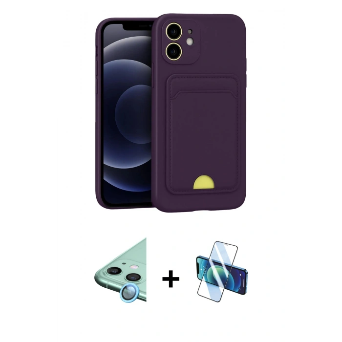 MARSİLYAN™- iPhone 11 Kılıf Vadi Çizgi Prime - Siyah 3D Antistatik Seramik Nano Ekran Koruyucu + Raze Metal Kamera Lens - MI