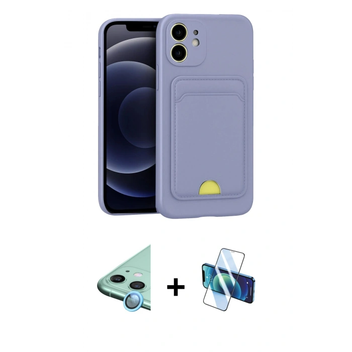 MARSİLYAN™- iPhone 11 Kılıf Vadi Çizgi Prime - Siyah 3D Antistatik Seramik Nano Ekran Koruyucu + Raze Metal Kamera Lens - MI