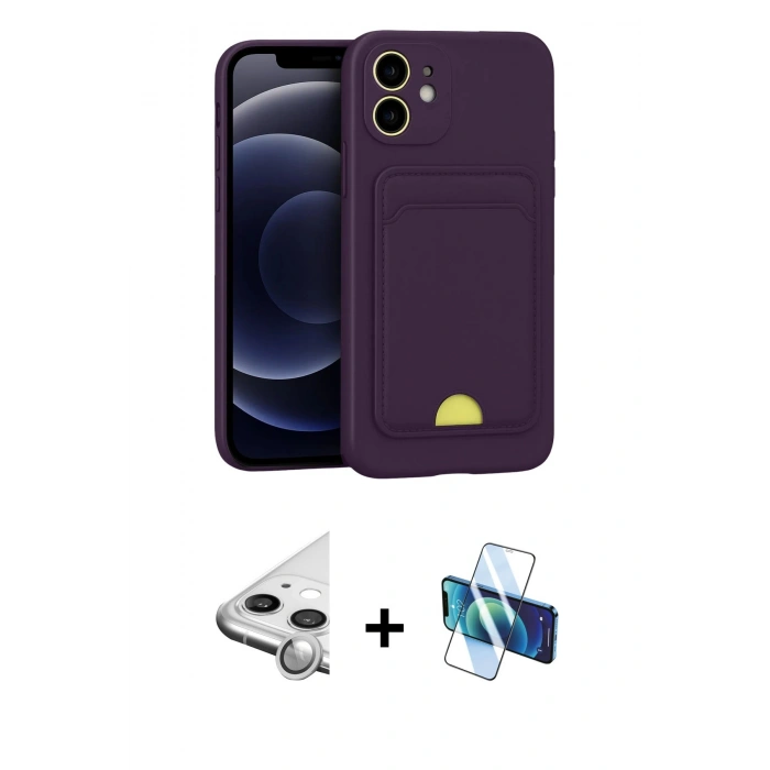 MARSİLYAN™- iPhone 11 Kılıf Vadi Çizgi Prime - Siyah 3D Antistatik Seramik Nano Ekran Koruyucu + Raze Metal Kamera Lens - GS