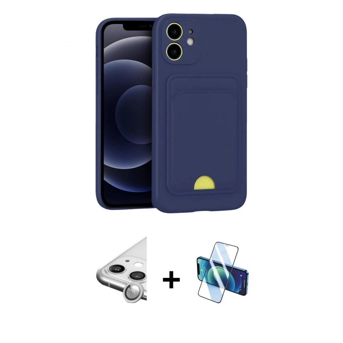 MARSİLYAN™- iPhone 11 Kılıf Vadi Çizgi Prime - Siyah 3D Antistatik Seramik Nano Ekran Koruyucu + Raze Metal Kamera Lens - GS
