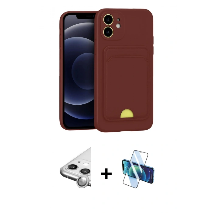 MARSİLYAN™- iPhone 11 Kılıf Vadi Çizgi Prime - Siyah 3D Antistatik Seramik Nano Ekran Koruyucu + Raze Metal Kamera Lens - GS