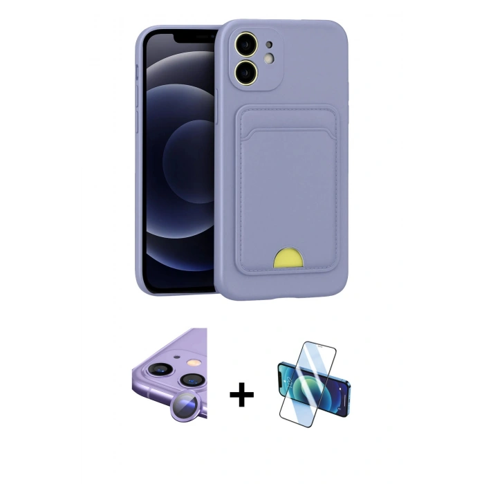 MARSİLYAN™- iPhone 11 Kılıf Vadi Çizgi Prime - Siyah 3D Antistatik Seramik Nano Ekran Koruyucu + Raze Metal Kamera Lens - MR