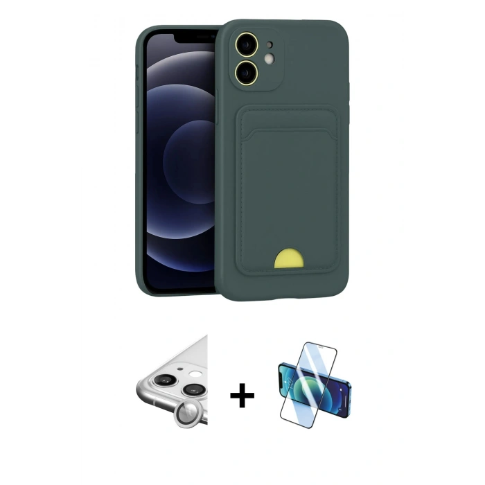 MARSİLYAN™- iPhone 11 Kılıf Vadi Çizgi Prime - Siyah 3D Antistatik Seramik Nano Ekran Koruyucu + Raze Metal Kamera Lens - GS