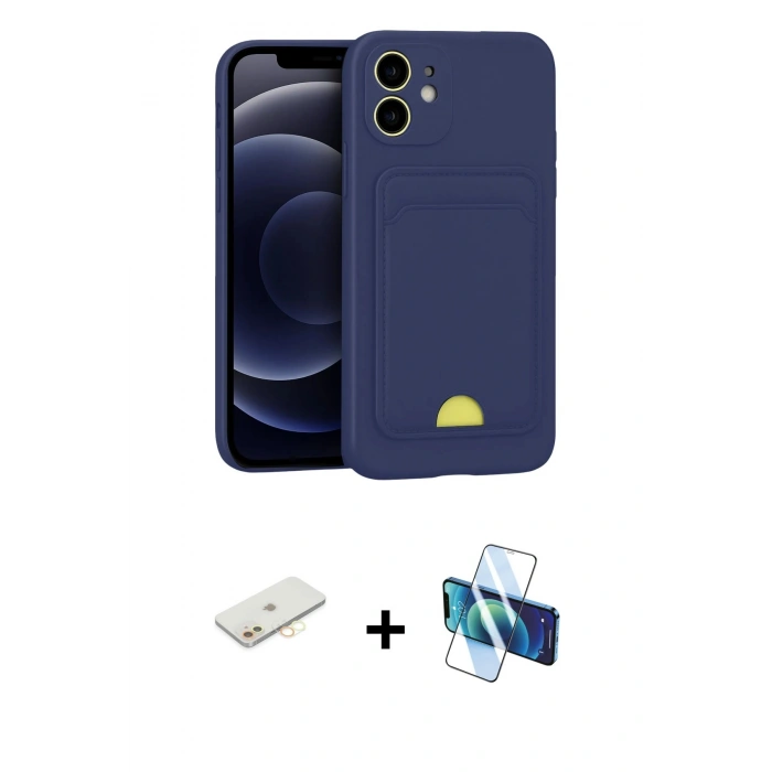 MARSİLYAN™- iPhone 11 Kılıf Vadi Çizgi Prime - Siyah 3D Antistatik Seramik Nano Ekran Koruyucu + Renkli Kamera Lens Koruma Cam - SI