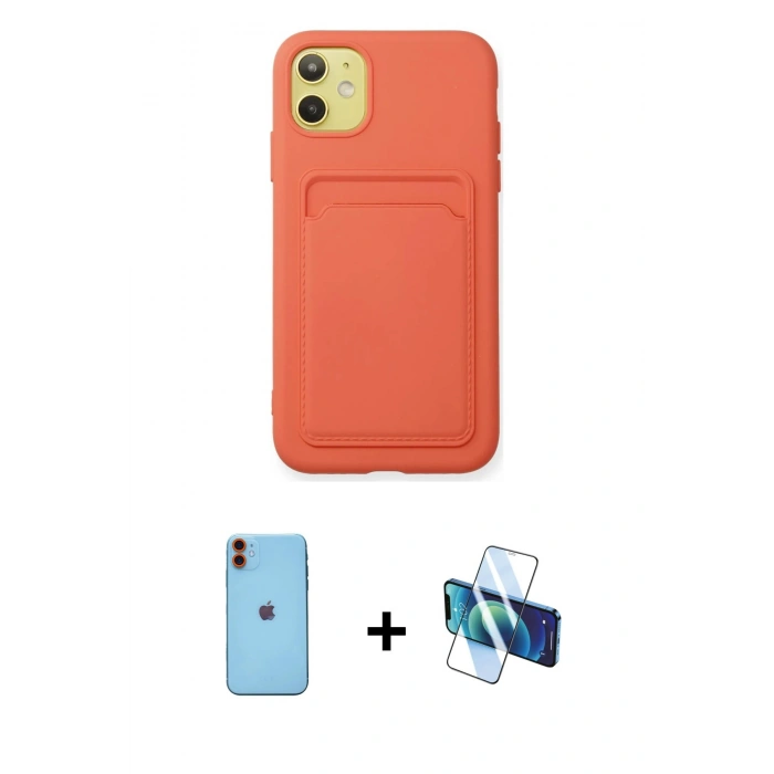 MARSİLYAN™- iPhone 11 Kılıf Vadi Çizgi Prime - Siyah 3D Antistatik Seramik Nano Ekran Koruyucu + Neon Fosforlu Kamera Lens - TU