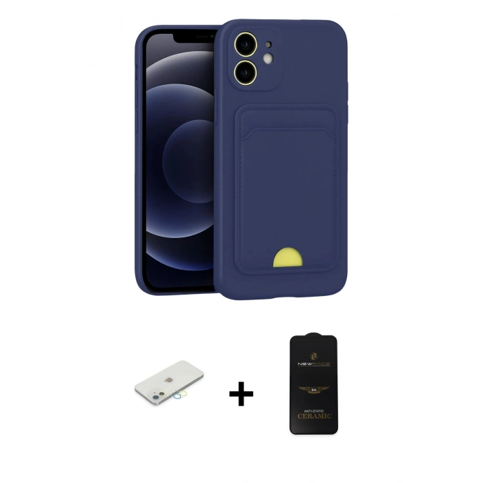 MARSİLYAN™- iPhone 11 Kılıf Vadi Çizgi Prime - Siyah 6D Antistatik Mat Seramik Hayalet Nano Ekran Koruyucu + Renkli Kamera Lens Koruma Cam - SI
