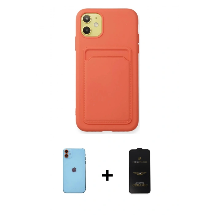MARSİLYAN™- iPhone 11 Kılıf Vadi Çizgi Prime - Siyah 6D Antistatik Mat Seramik Hayalet Nano Ekran Koruyucu + Neon Fosforlu Kamera Lens - TU