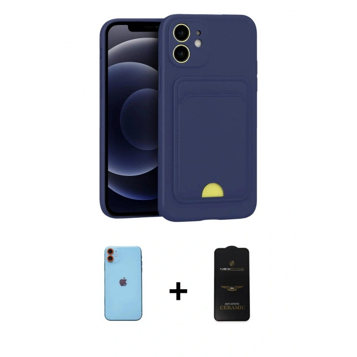 MARSİLYAN™- iPhone 11 Kılıf Vadi Çizgi Prime - Siyah 6D Antistatik Mat Seramik Hayalet Nano Ekran Koruyucu + Neon Fosforlu Kamera Lens - TU