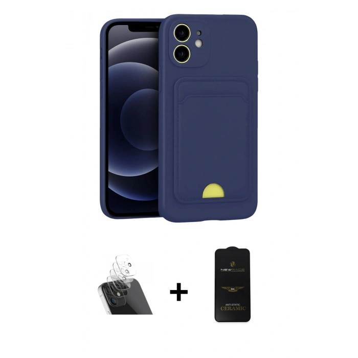 MARSİLYAN™- iPhone 11 Kılıf Vadi Çizgi Prime - Siyah 6D Antistatik Mat Seramik Hayalet Nano Ekran Koruyucu + Kamera Lens Koruma Cam - SF