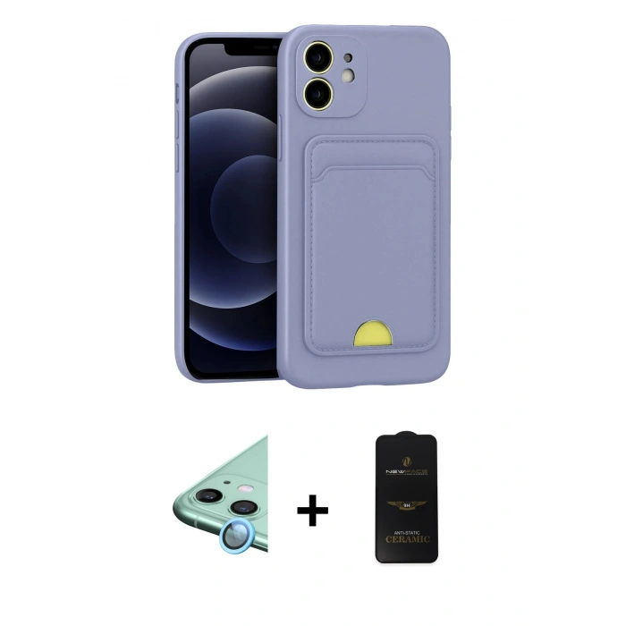 MARSİLYAN™- iPhone 11 Kılıf Vadi Çizgi Prime - Siyah 6D Antistatik Mat Seramik Hayalet Nano Ekran Koruyucu + Raze Metal Kamera Lens - MI