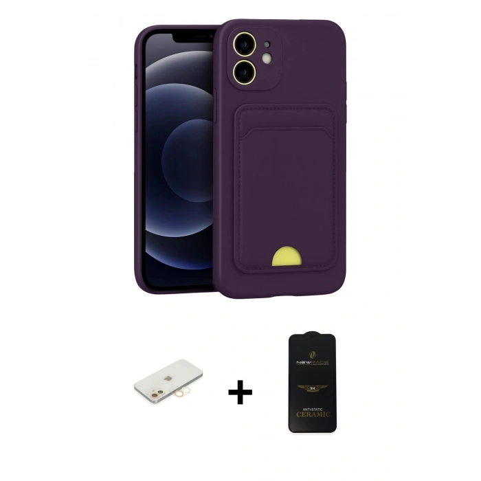 MARSİLYAN™- iPhone 11 Kılıf Vadi Çizgi Prime - Siyah 6D Antistatik Mat Seramik Hayalet Nano Ekran Koruyucu + Renkli Kamera Lens Koruma Cam - SI