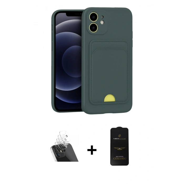 MARSİLYAN™- iPhone 11 Kılıf Vadi Çizgi Prime - Siyah 6D Antistatik Mat Seramik Hayalet Nano Ekran Koruyucu + Kamera Lens Koruma Cam - SF