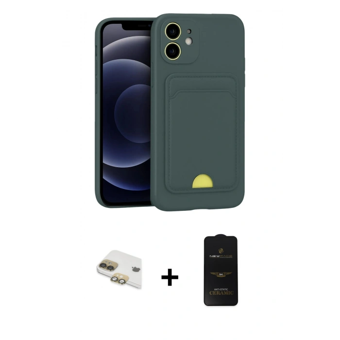 MARSİLYAN™- iPhone 11 Kılıf Vadi Çizgi Prime - Siyah 6D Antistatik Mat Seramik Hayalet Nano Ekran Koruyucu + Pers Alüminyum Kamera Lens - GD