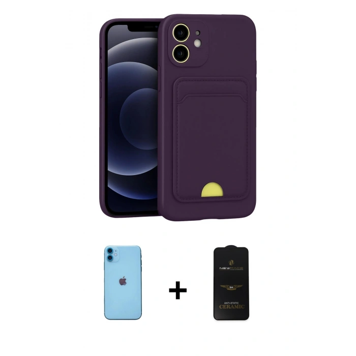 MARSİLYAN™- iPhone 11 Kılıf Vadi Çizgi Prime - Siyah 6D Antistatik Mat Seramik Hayalet Nano Ekran Koruyucu + Neon Fosforlu Kamera Lens - MI
