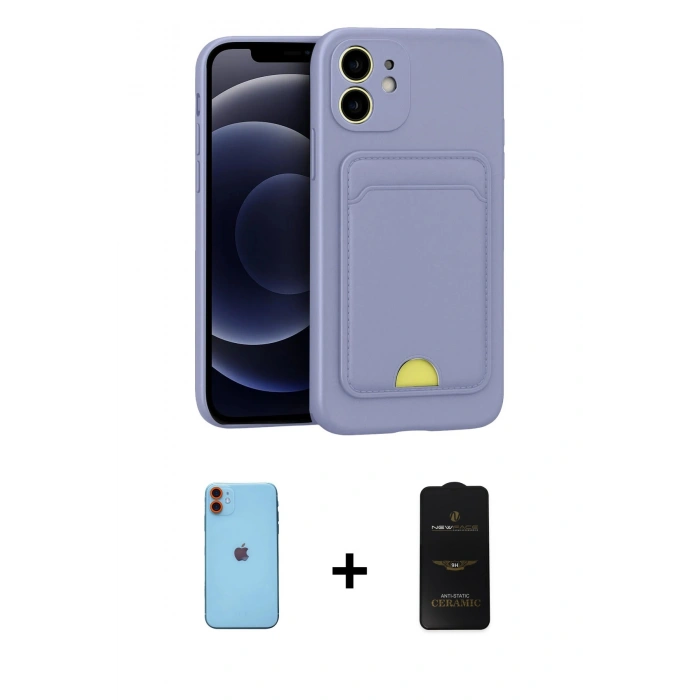 MARSİLYAN™- iPhone 11 Kılıf Vadi Çizgi Prime - Siyah 6D Antistatik Mat Seramik Hayalet Nano Ekran Koruyucu + Neon Fosforlu Kamera Lens - TU