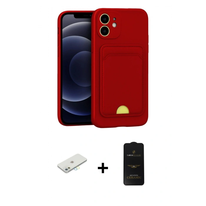 MARSİLYAN™- iPhone 11 Kılıf Vadi Çizgi Prime - Siyah 6D Antistatik Mat Seramik Hayalet Nano Ekran Koruyucu + Renkli Kamera Lens Koruma Cam - SI