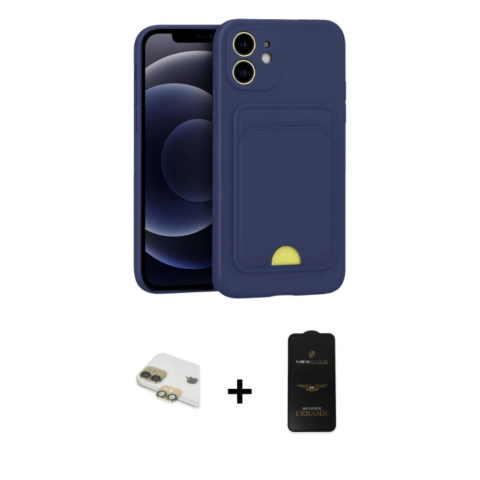 MARSİLYAN™- iPhone 11 Kılıf Vadi Çizgi Prime - Siyah 6D Antistatik Mat Seramik Hayalet Nano Ekran Koruyucu + Pers Alüminyum Kamera Lens - GD