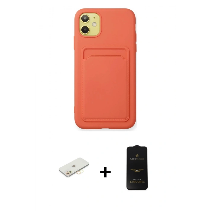 MARSİLYAN™- iPhone 11 Kılıf Vadi Çizgi Prime - Siyah 6D Antistatik Mat Seramik Hayalet Nano Ekran Koruyucu + Renkli Kamera Lens Koruma Cam - SI