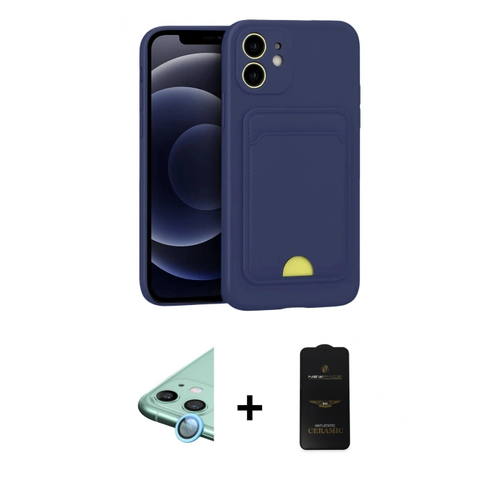 MARSİLYAN™- iPhone 11 Kılıf Vadi Çizgi Prime - Siyah 6D Antistatik Mat Seramik Hayalet Nano Ekran Koruyucu + Raze Metal Kamera Lens - MI
