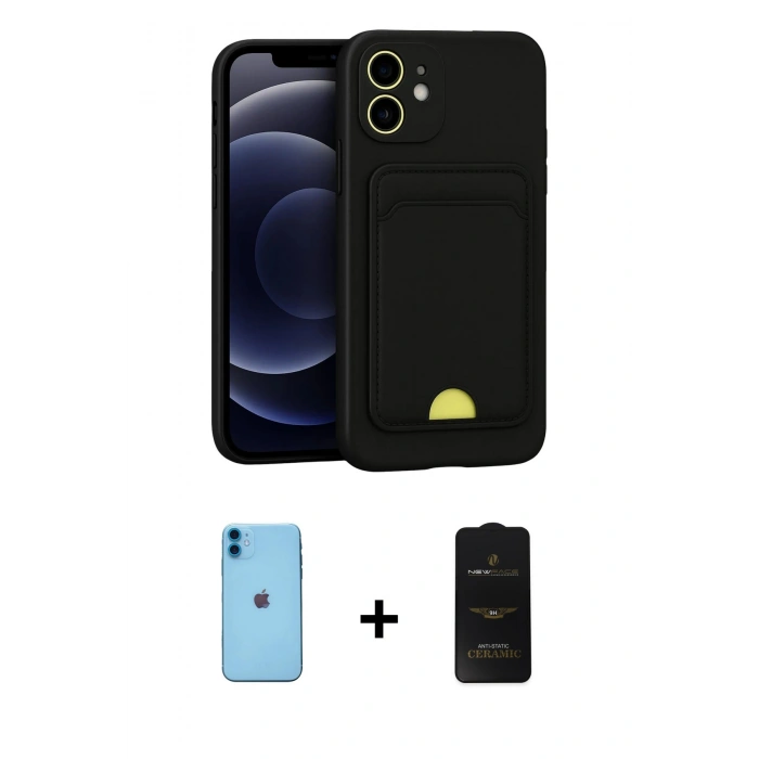 MARSİLYAN™- iPhone 11 Kılıf Vadi Çizgi Prime - Siyah 6D Antistatik Mat Seramik Hayalet Nano Ekran Koruyucu + Neon Fosforlu Kamera Lens - MI